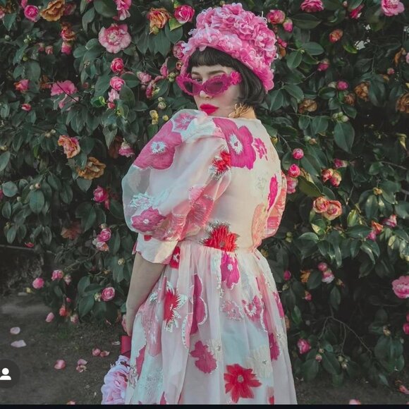 Sister Jane rare pink and red floral wrap dress size small - Picture 2 of 8